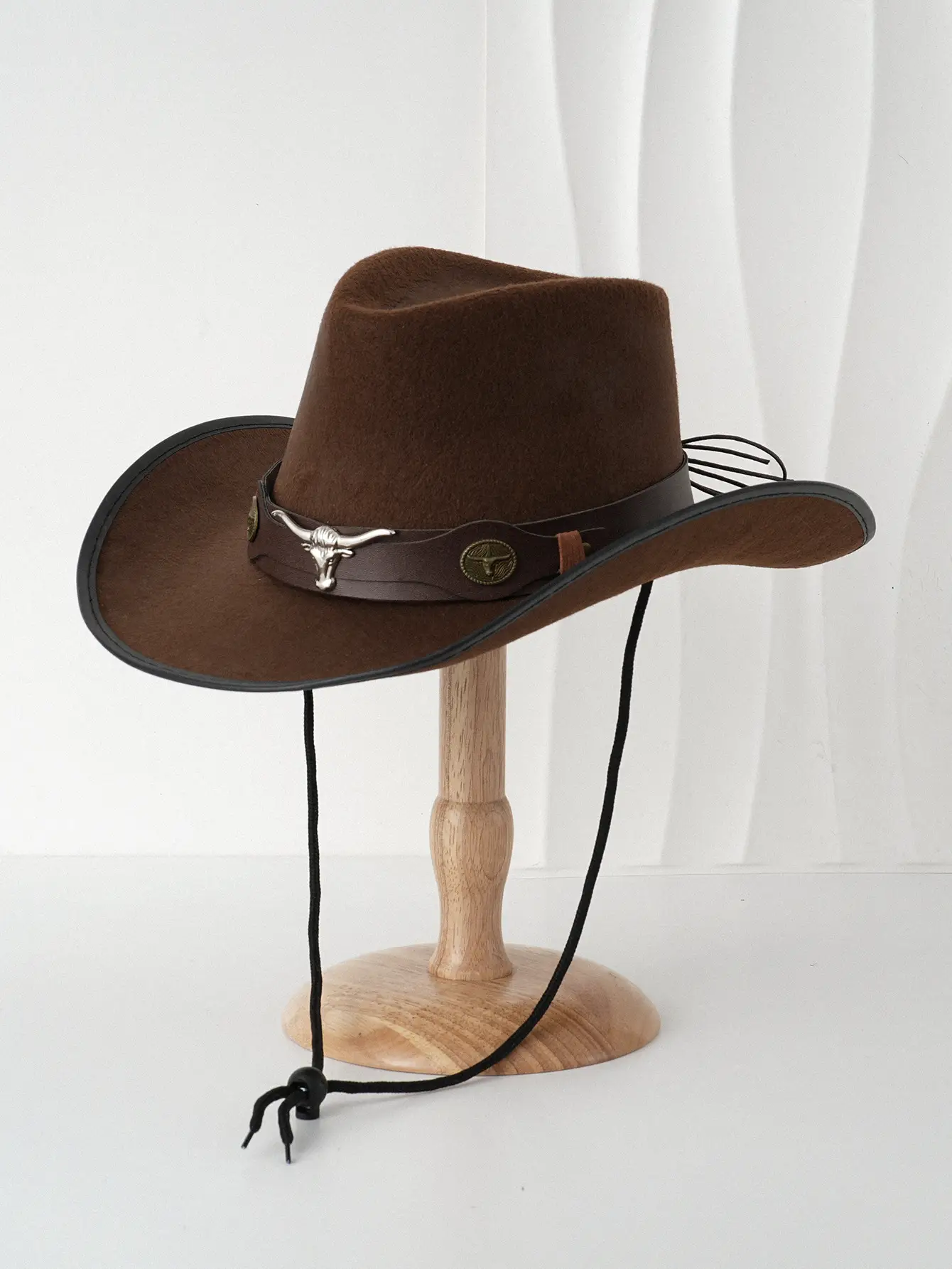 Men's Brown Cowboy Hat with Leather Belt — feature 2