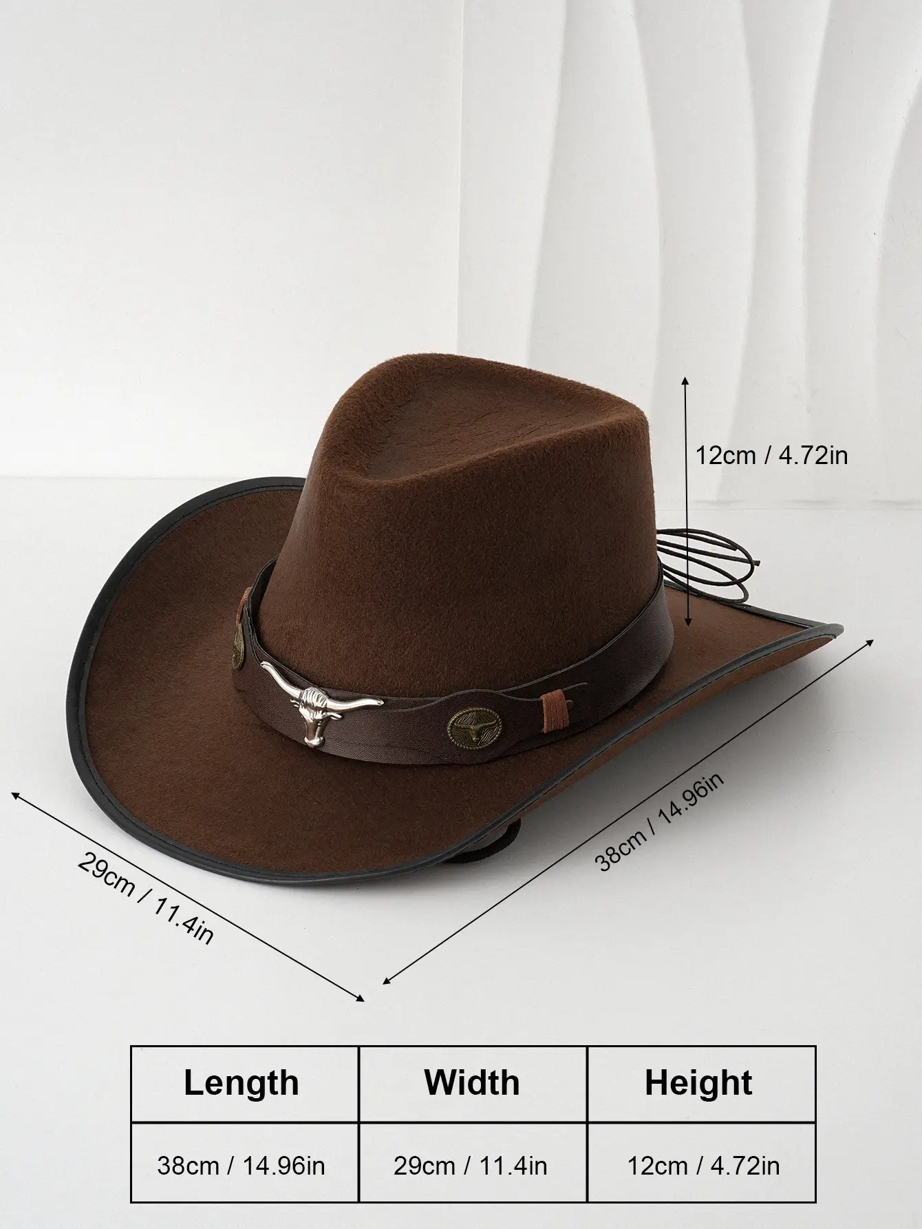 Men's Brown Cowboy Hat with Leather Belt — feature 3