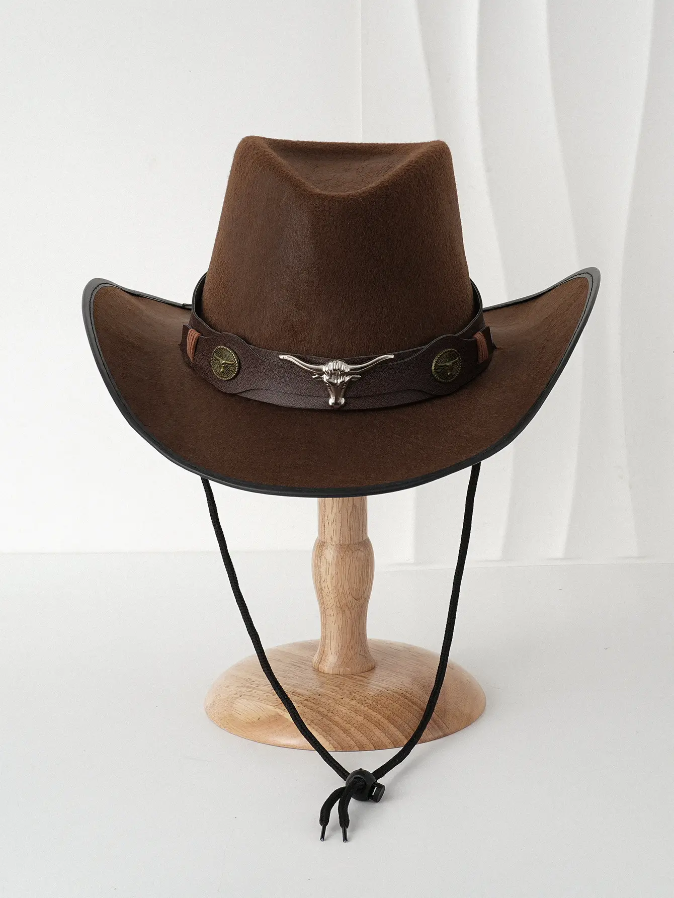 Men's Brown Cowboy Hat with Leather Belt — feature 4