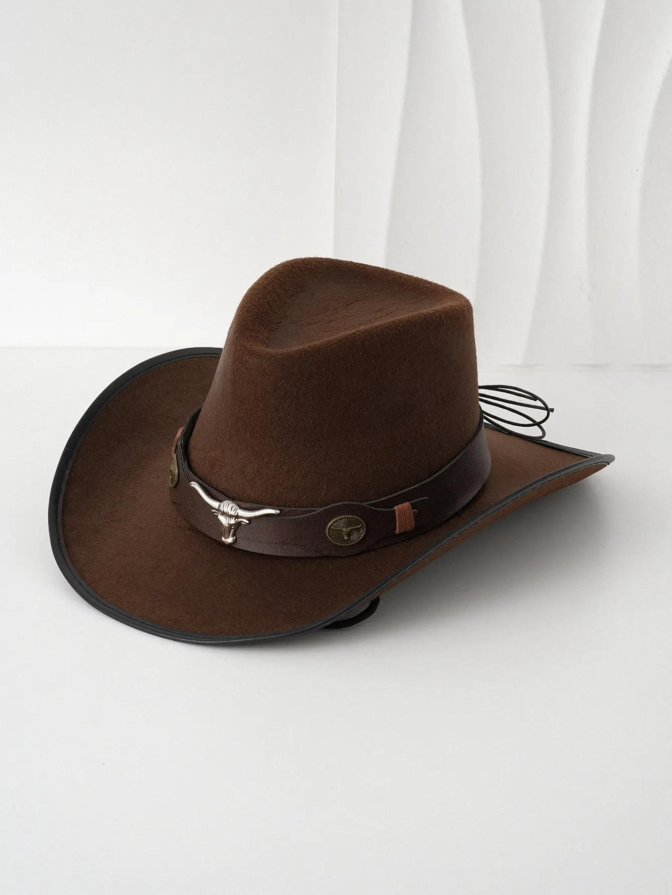 Men's Brown Cowboy Hat with Leather Belt — feature 5