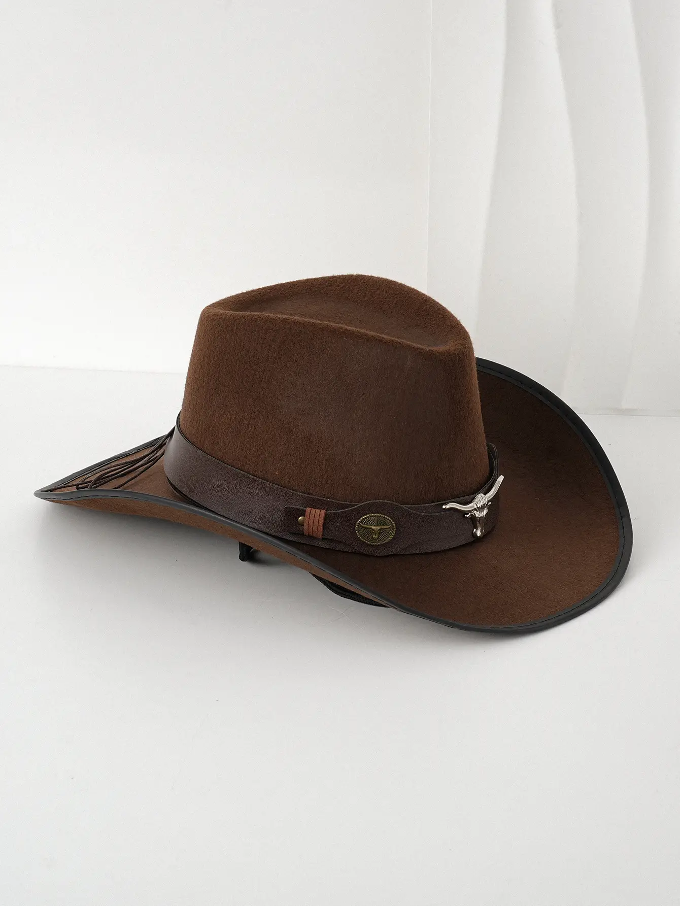 Men's Brown Cowboy Hat with Leather Belt — feature 6
