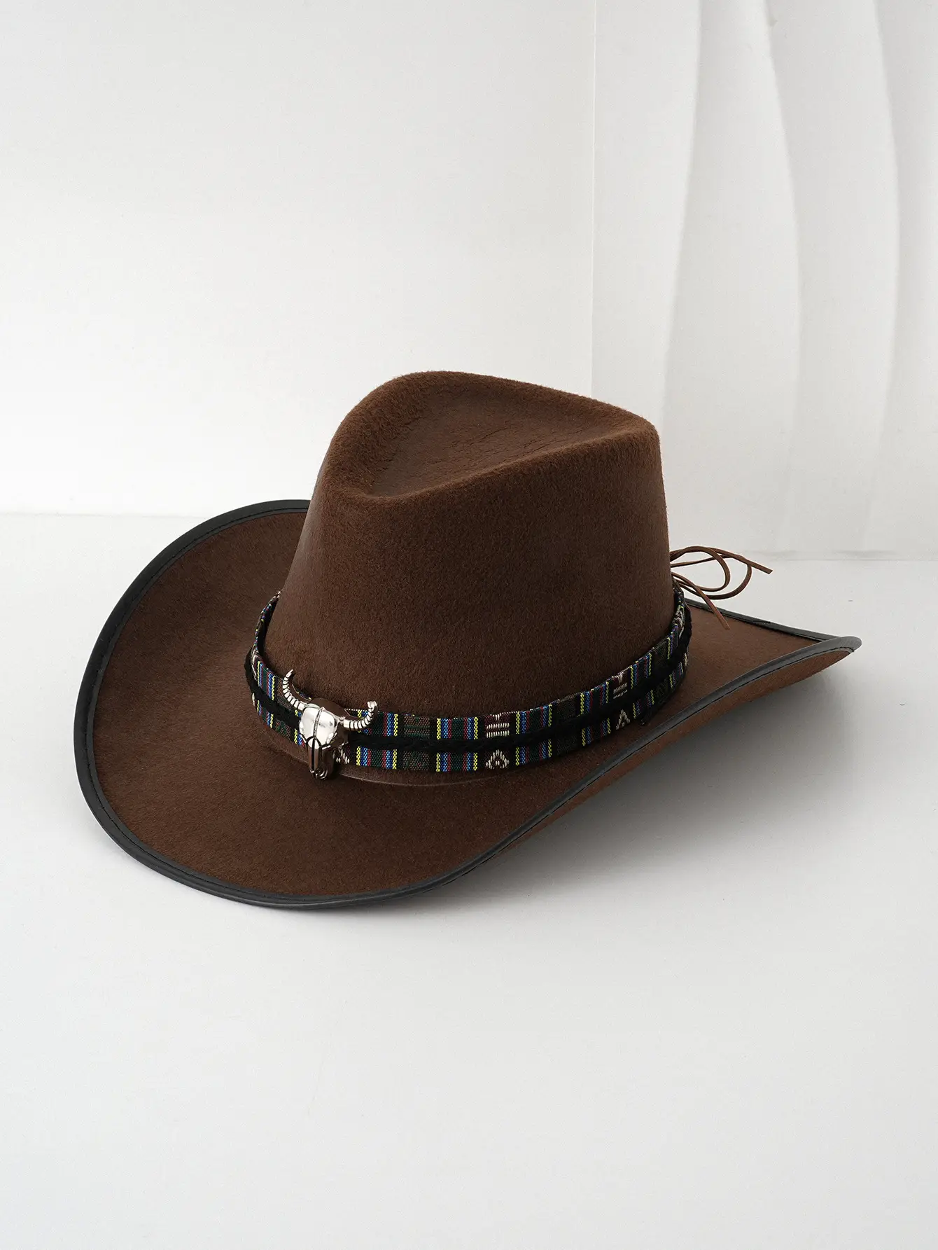 Men's Brown Cowboy Hat with Leather Belt — feature 7
