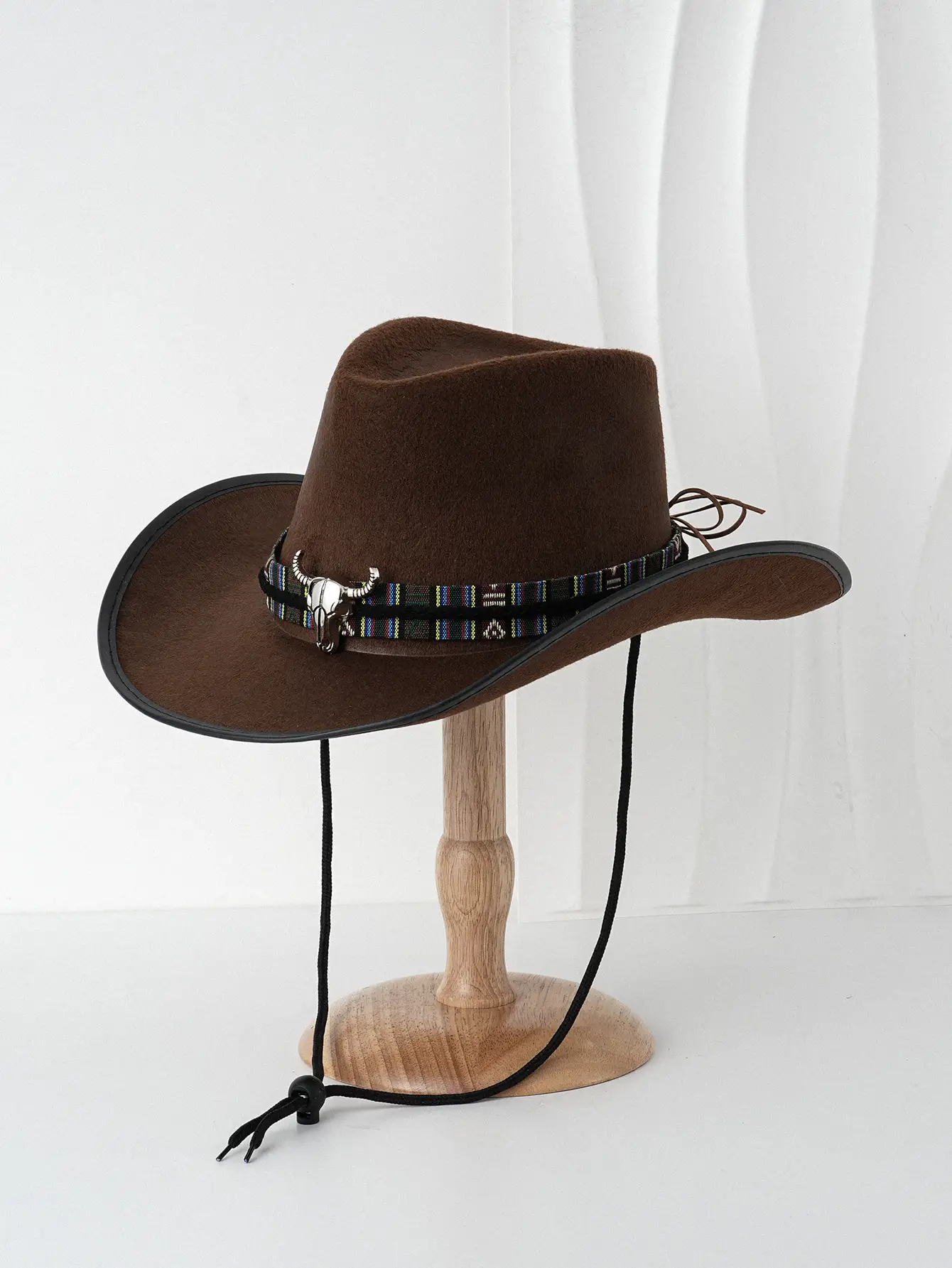 Men's Brown Cowboy Hat with Leather Belt — feature 8