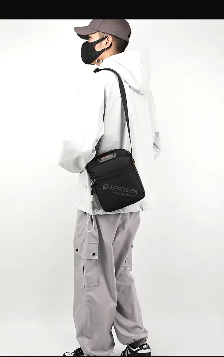 Men's Black Shoulder Bag Large Capacity Crossbody — feature 7