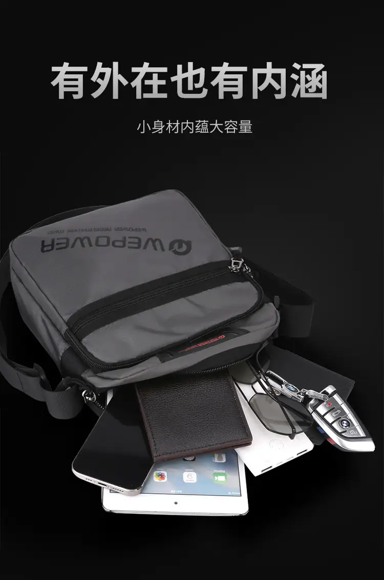 Men's Black Shoulder Bag Large Capacity Crossbody — feature 8