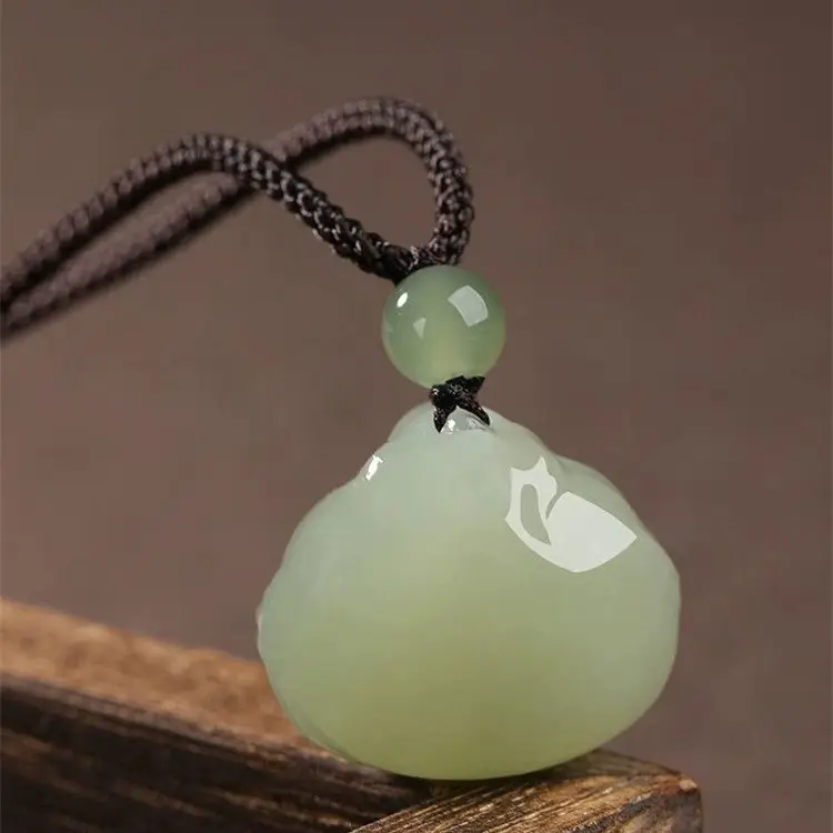 Afghan Jade Hug Buddha Pendant Blue White Big Belly - Image 4