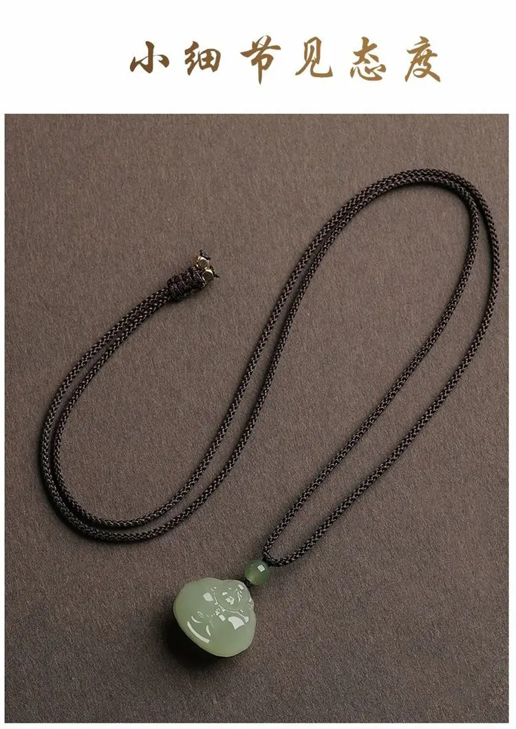 Afghan Jade Hug Buddha Pendant Blue White Big Belly — feature 10