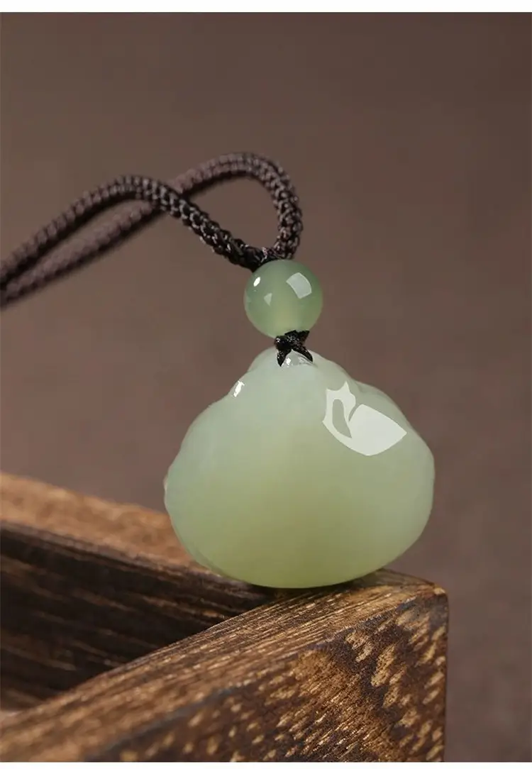 Afghan Jade Hug Buddha Pendant Blue White Big Belly — feature 3