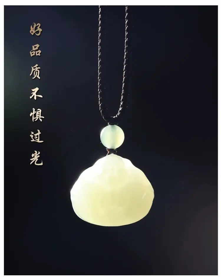 Afghan Jade Hug Buddha Pendant Blue White Big Belly — feature 7