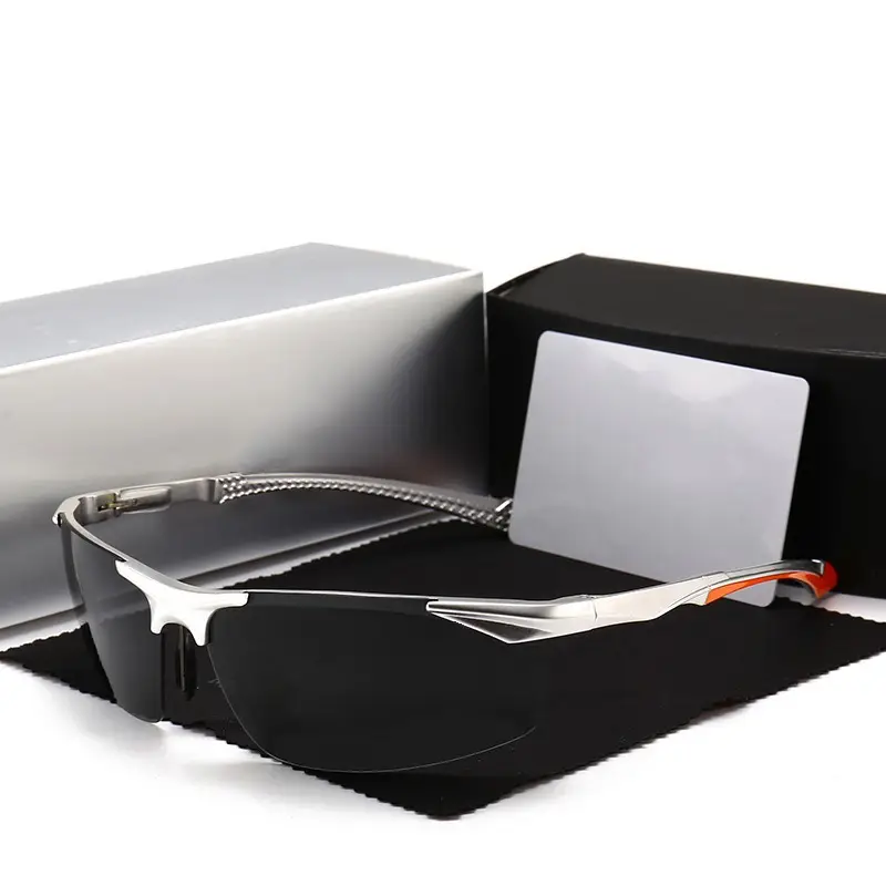 Men Aluminum Rimless Sunglasses Black High-End Outdoor Sports Cycling - Image 8