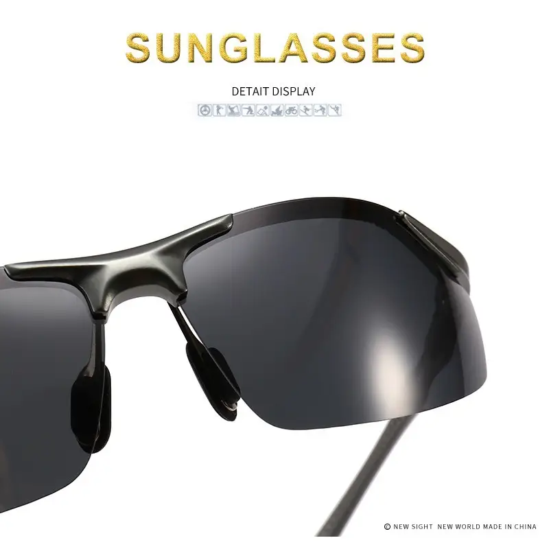 Men Aluminum Rimless Sunglasses Black High-End Outdoor Sports Cycling β feature 27