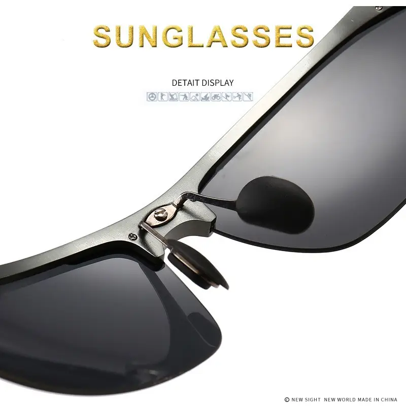 Men Aluminum Rimless Sunglasses Black High-End Outdoor Sports Cycling β feature 28