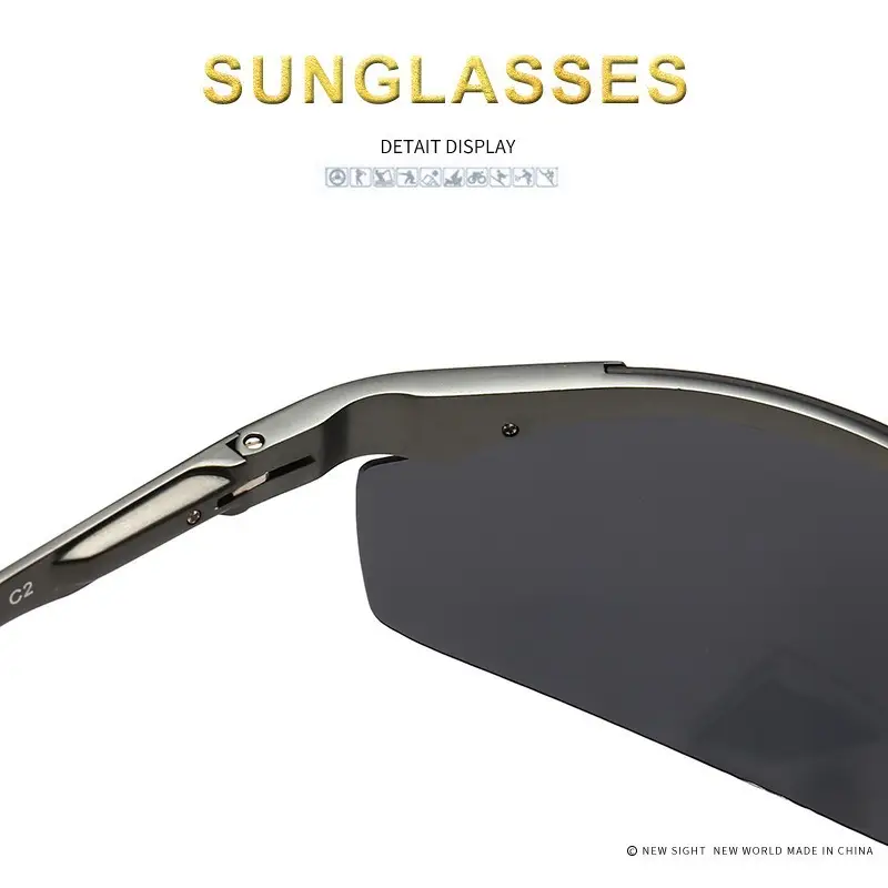 Men Aluminum Rimless Sunglasses Black High-End Outdoor Sports Cycling β feature 29