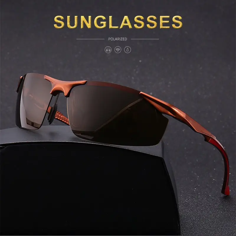 Men Aluminum Rimless Sunglasses Black High-End Outdoor Sports Cycling β feature 8