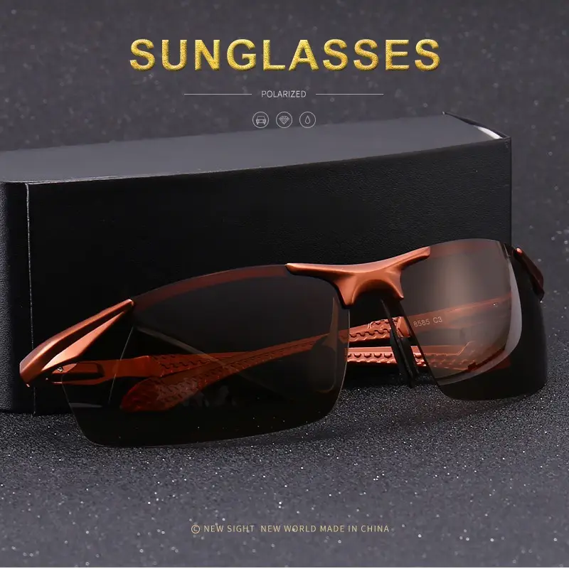 Men Aluminum Rimless Sunglasses Black High-End Outdoor Sports Cycling β feature 9