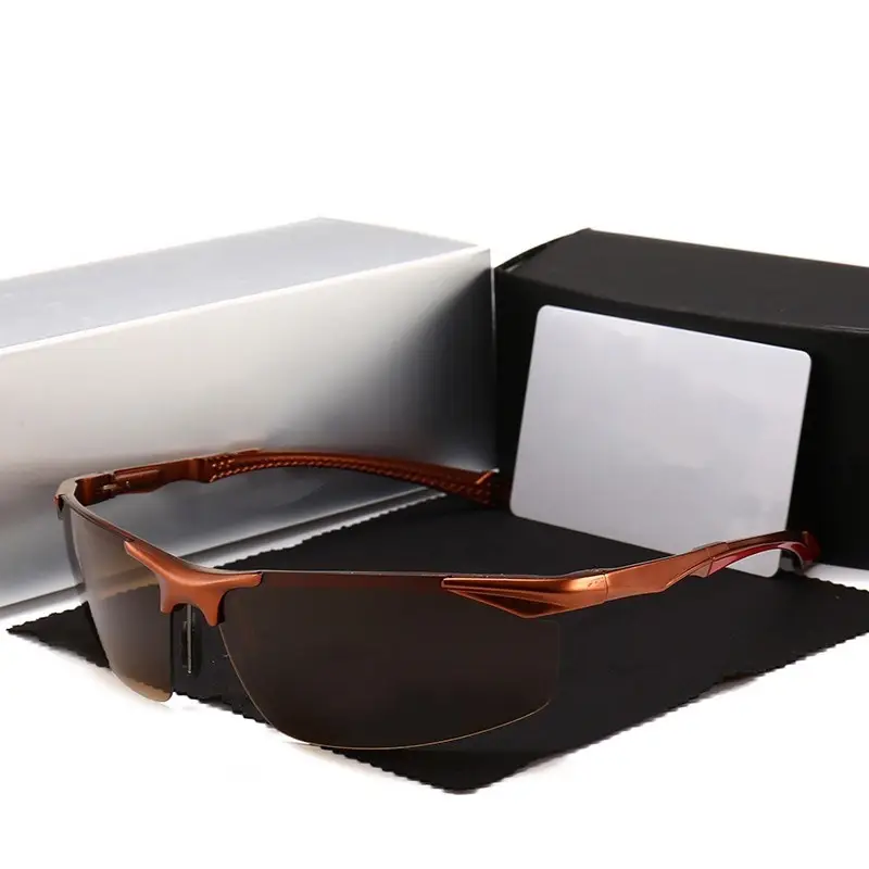 Men Aluminum Rimless Sunglasses Black High-End Outdoor Sports Cycling - Image 4