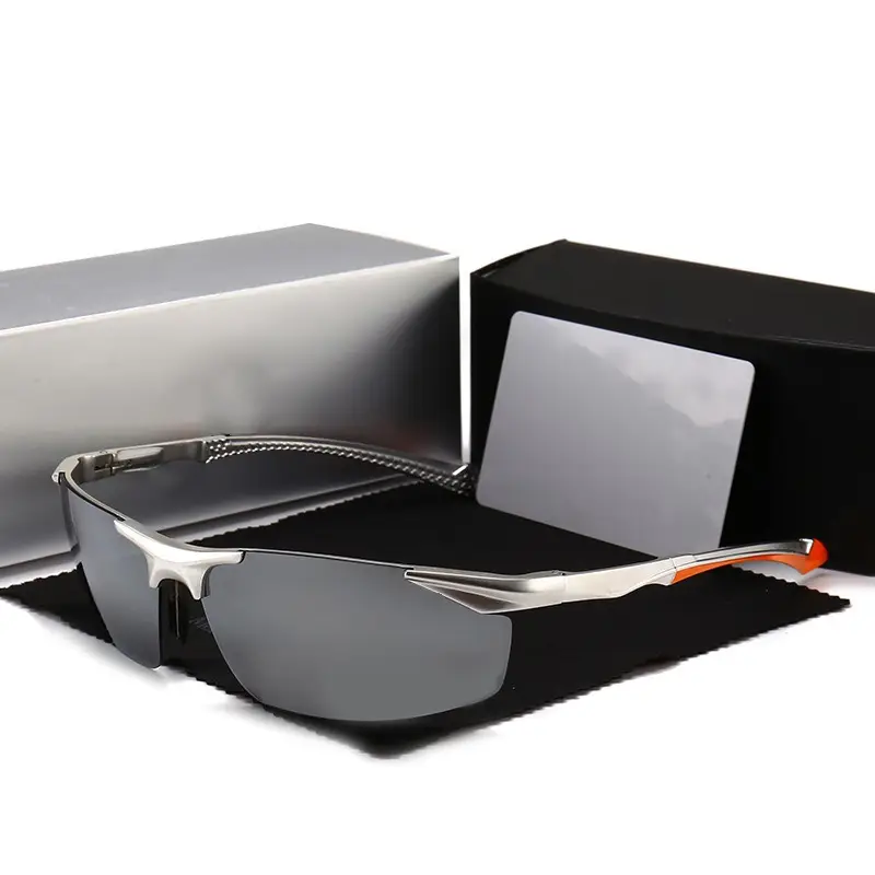 Men Aluminum Rimless Sunglasses Black High-End Outdoor Sports Cycling - Image 6