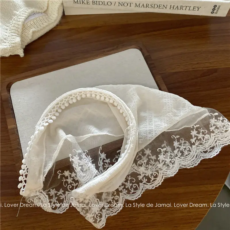 French Style Lace Headband for Women White Sweet Super Fairy