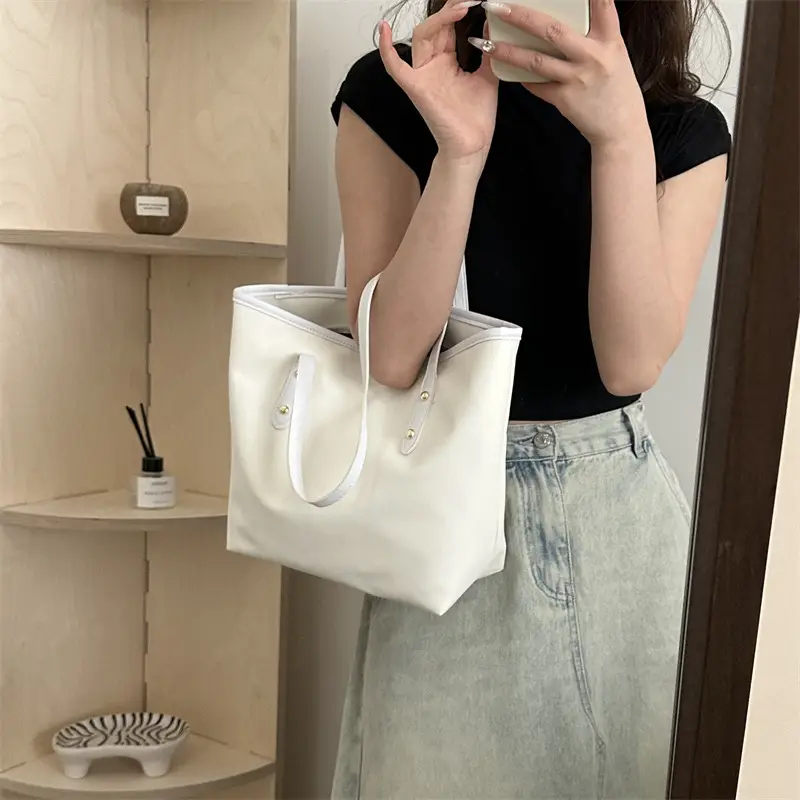 Vintage Textured Blue Tote Bag for Women - Image 6