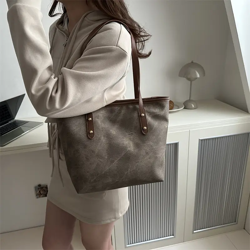 Vintage Textured Blue Tote Bag for Women - Image 7