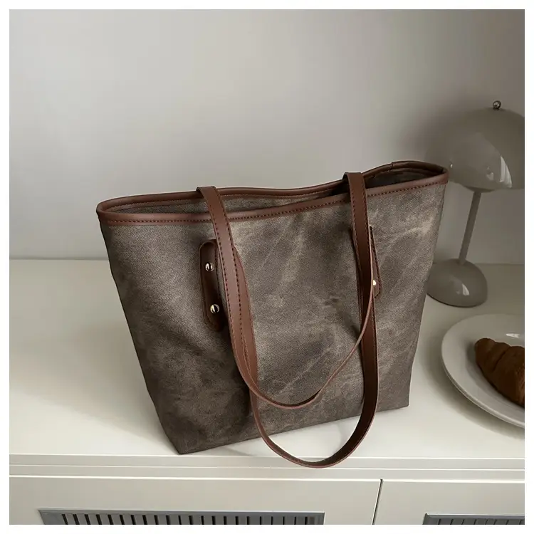 Vintage Textured Blue Tote Bag for Women — feature 12