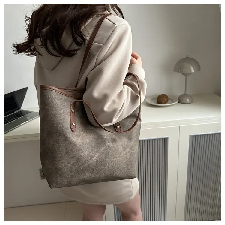 Vintage Textured Blue Tote Bag for Women — feature 20