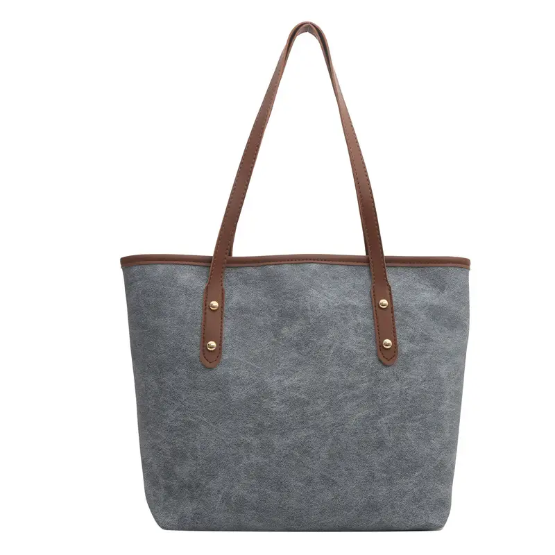 Vintage Textured Blue Tote Bag for Women - Image 4