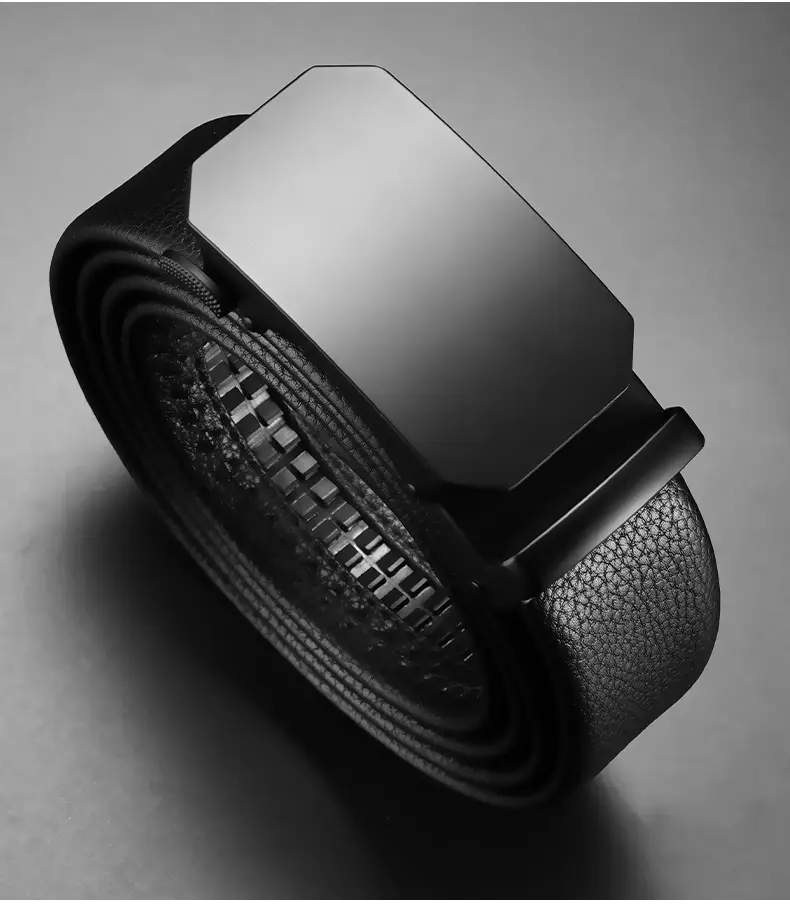 Men's Black Leather Belt with Automatic Buckle — feature 10