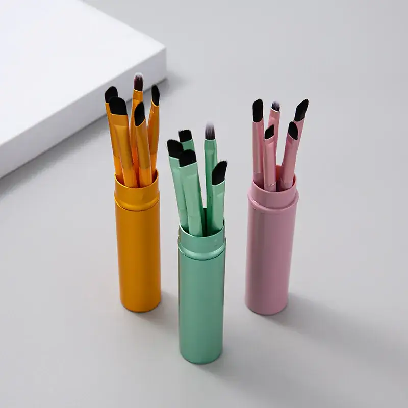 Aluminum Tube Makeup Brush Set Full 6-Piece Portable - Image 11
