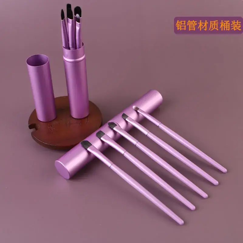 Aluminum Tube Makeup Brush Set Full 6-Piece Portable - Image 3