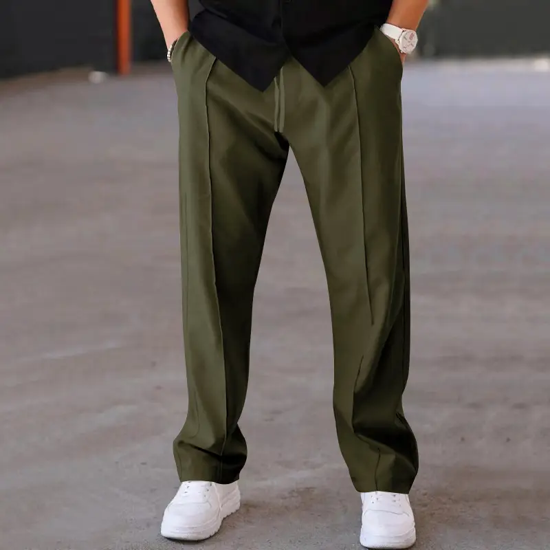 Men Blue Loose Straight Leg Sports Trousers Spring Summer — feature 29