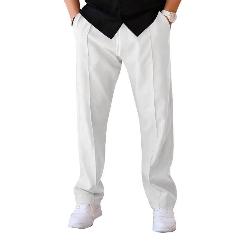 Men Blue Loose Straight Leg Sports Trousers Spring Summer — feature 5