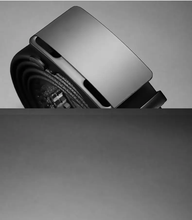 Men's Black Leather Belt with Automatic Buckle — feature 10