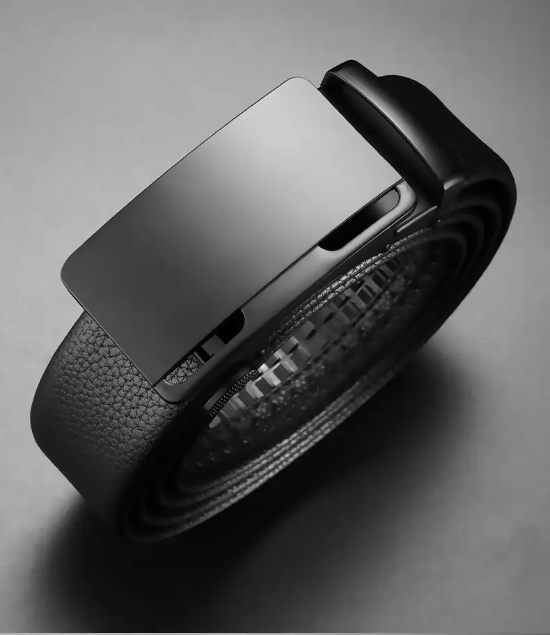 Men's Black Leather Belt with Automatic Buckle — feature 11