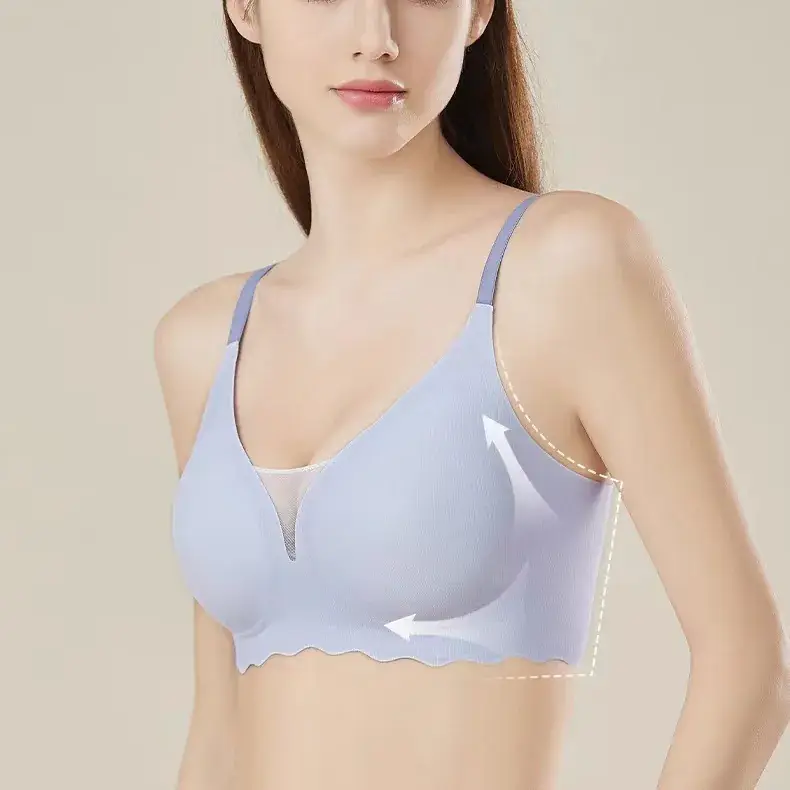 Black Mesh V-Neck Push Up Bra Without Underwire - Image 7