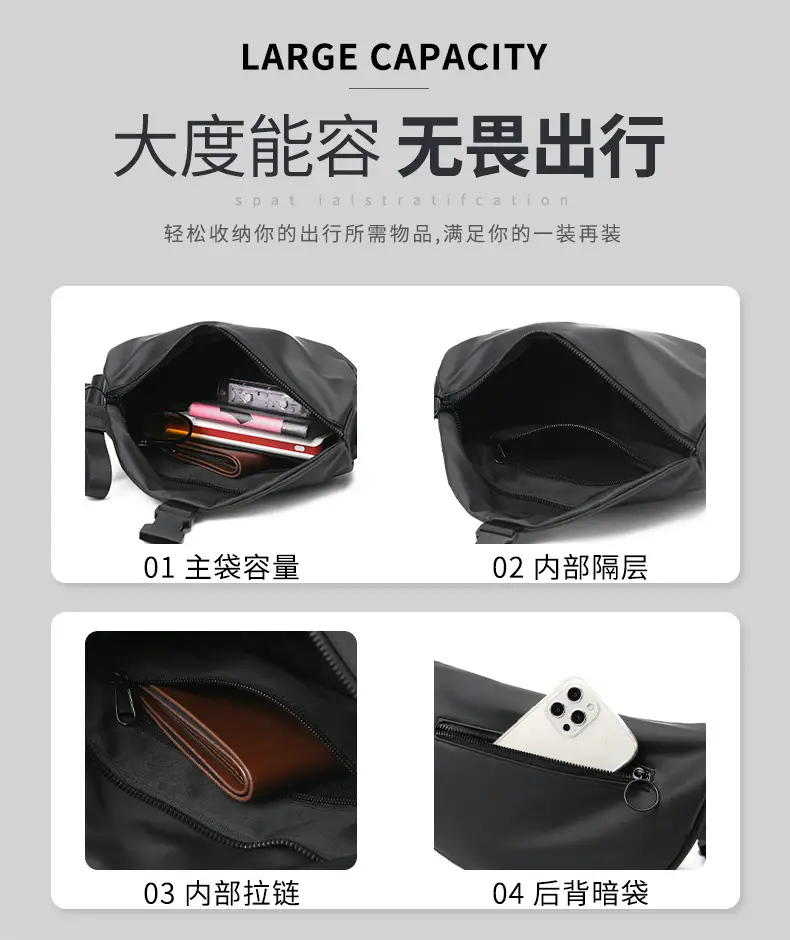 Black Crossbody Bag for Men Women Lightweight College Student — feature 13