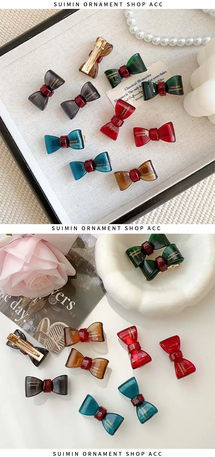 Women's Bow Hairpin Headdress Clips Red Green Blue — feature 3
