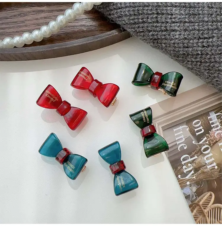 Women's Bow Hairpin Headdress Clips Red Green Blue — feature 4