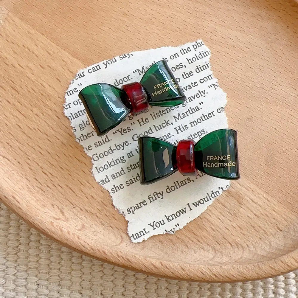 Women's Bow Hairpin Headdress Clips Red Green Blue - Image 5