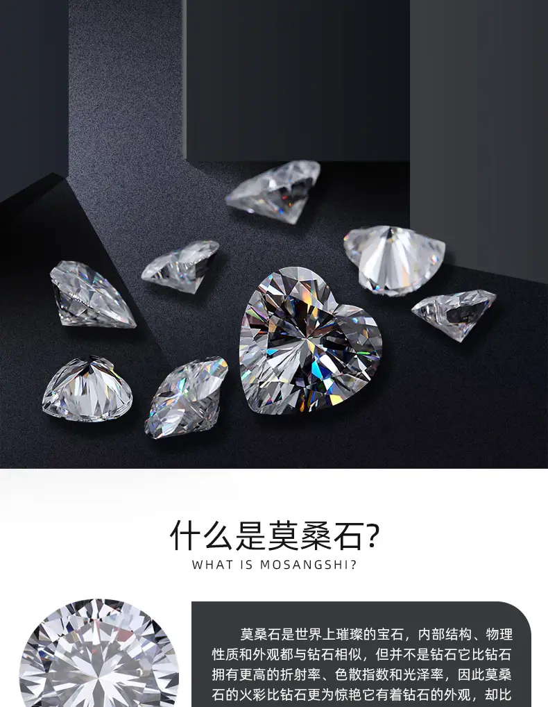 Heart Shaped Moissanite Stone VVS1 Clear Wuzhou — feature 2