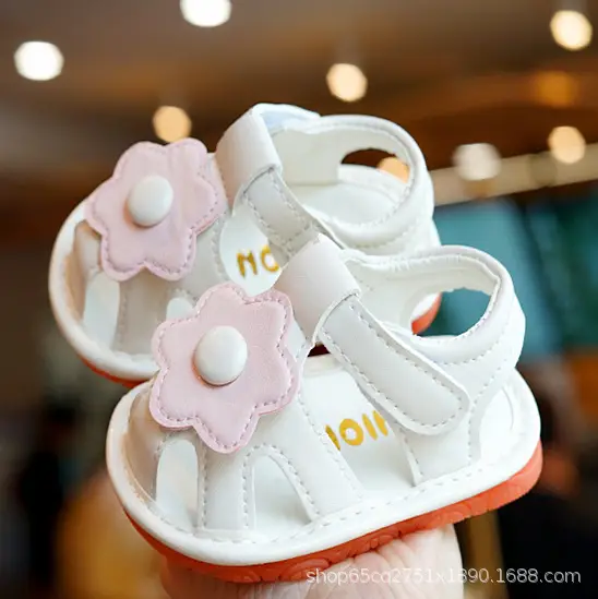 Toddler Sandals White Floral 1-2Yrs Non-Slip