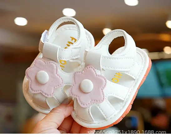Toddler Sandals White Floral 1-2Yrs Non-Slip — feature 3