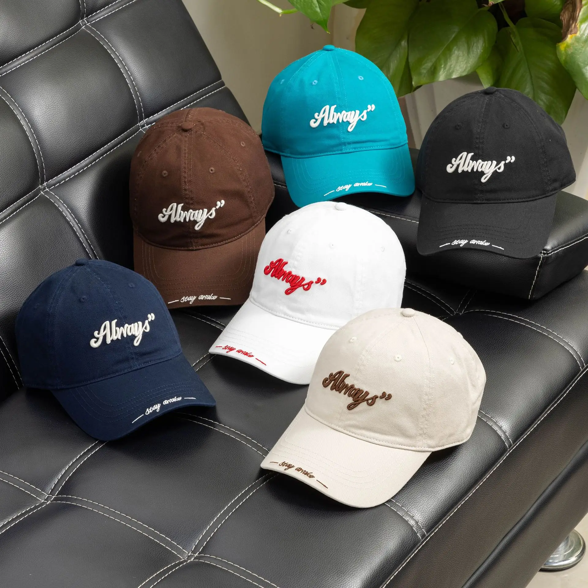 Women's Navy Blue Embroidered Baseball Cap with Big Brim - Image 8