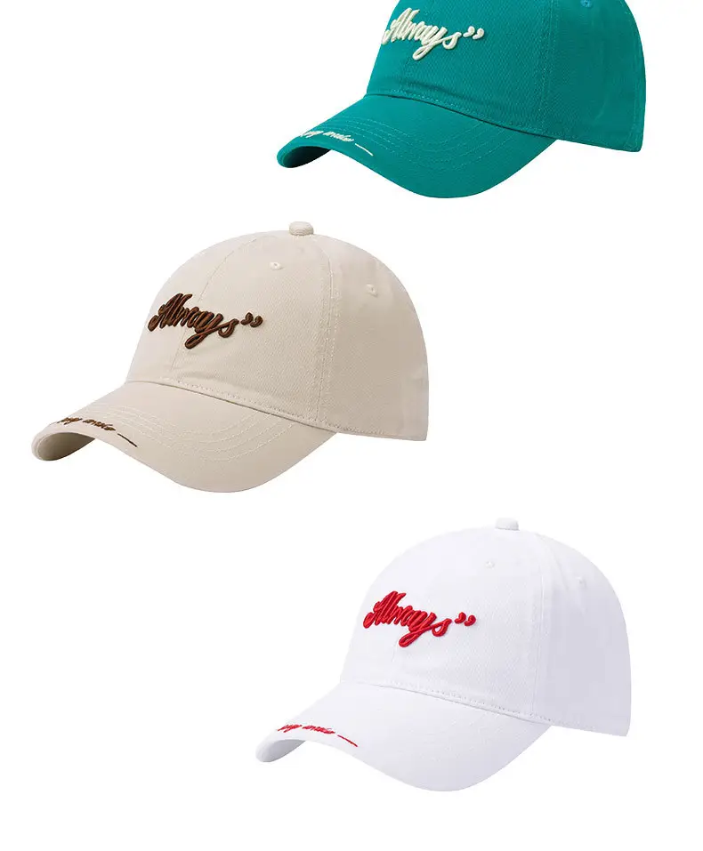 Women's Navy Blue Embroidered Baseball Cap with Big Brim — feature 4
