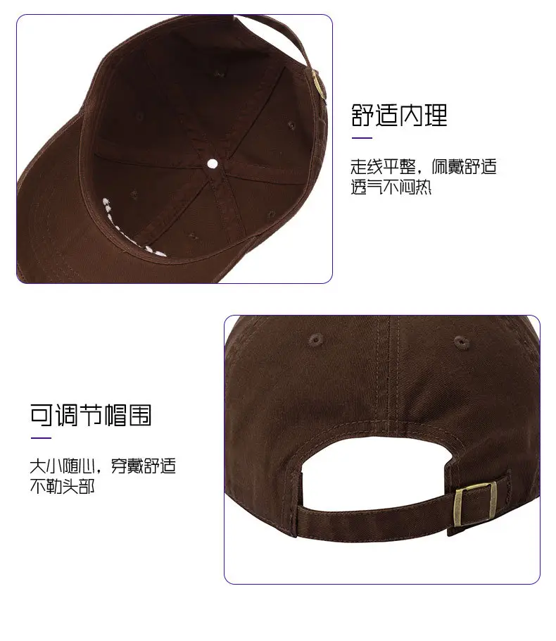 Women's Navy Blue Embroidered Baseball Cap with Big Brim — feature 9