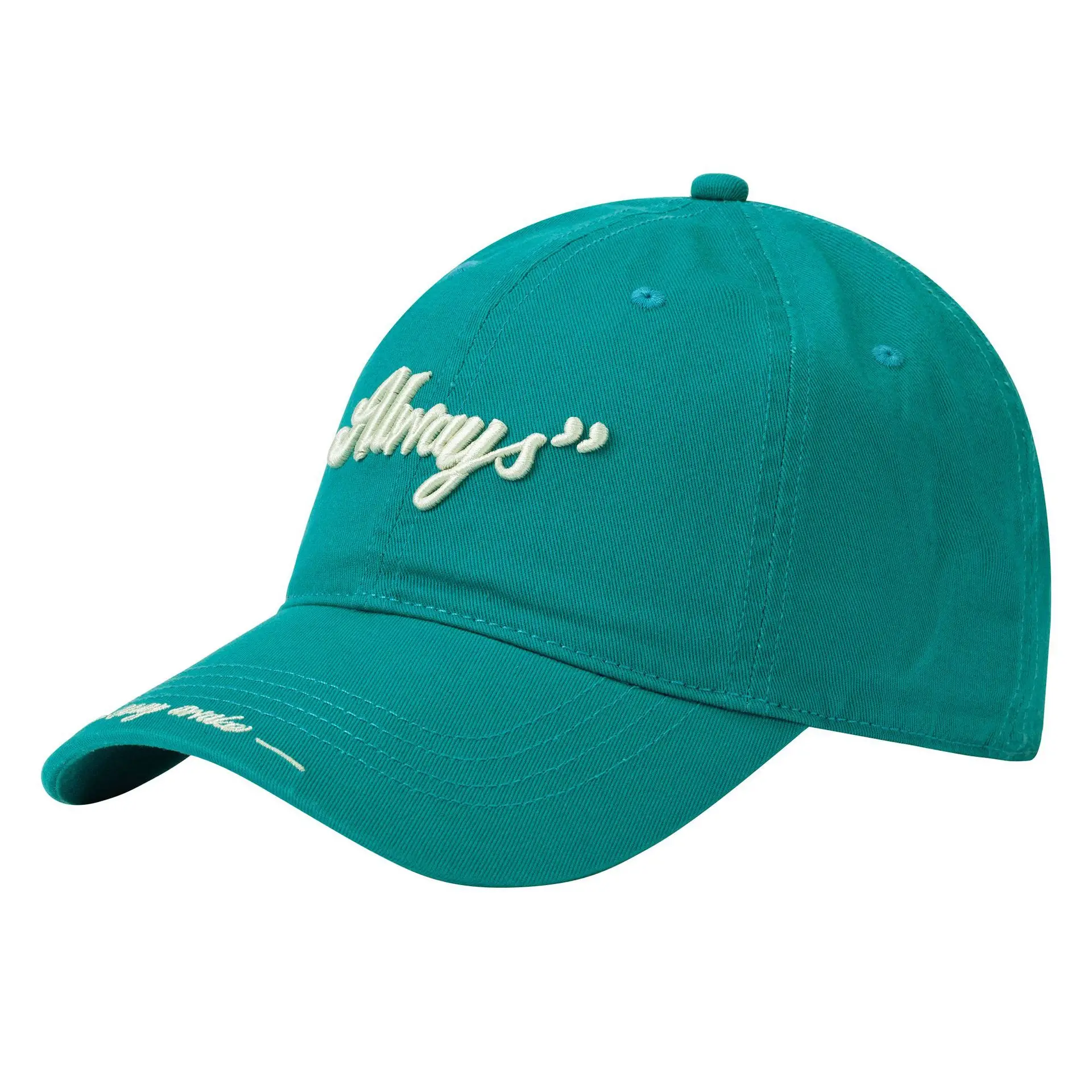 Women's Navy Blue Embroidered Baseball Cap with Big Brim - Image 2