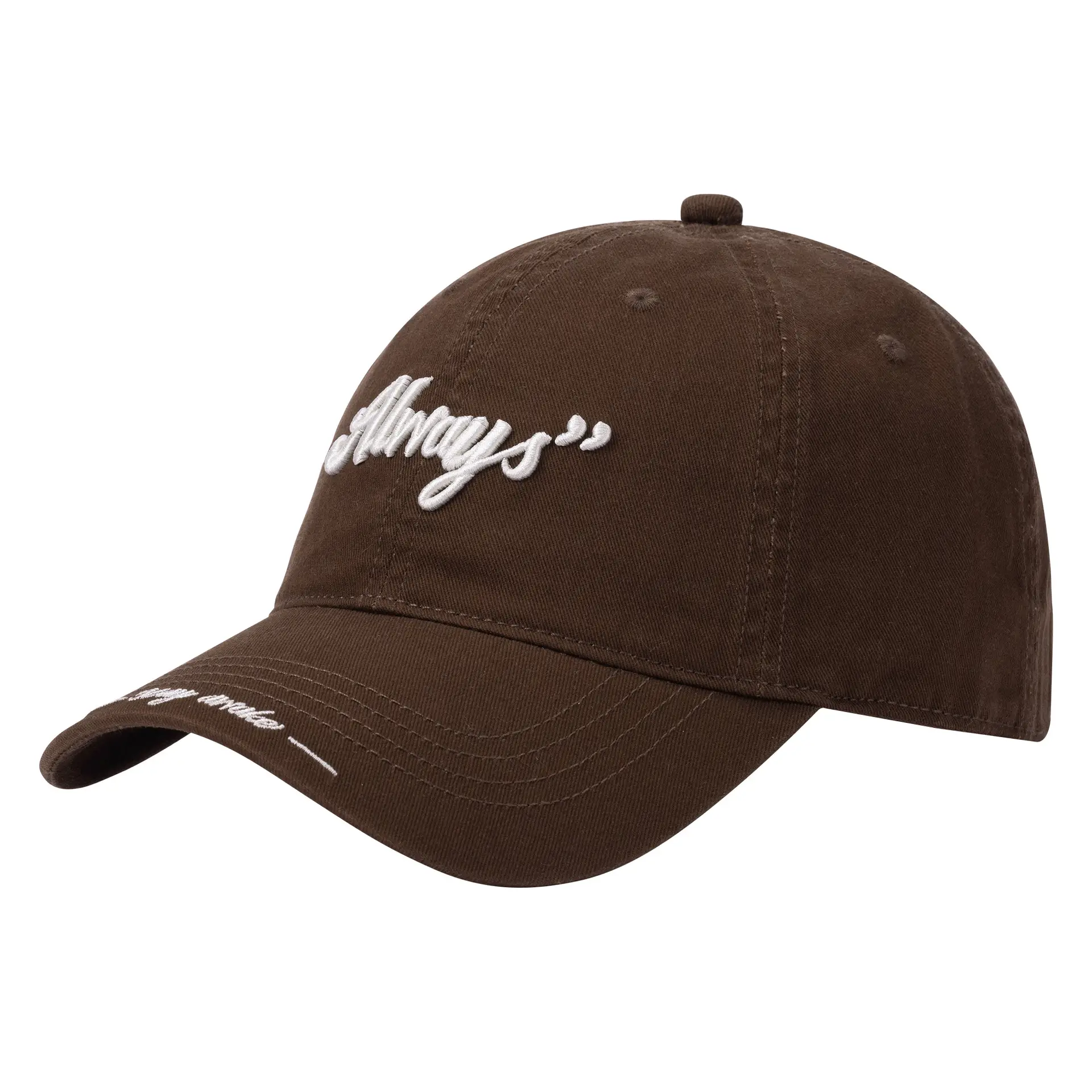 Women's Navy Blue Embroidered Baseball Cap with Big Brim - Image 3