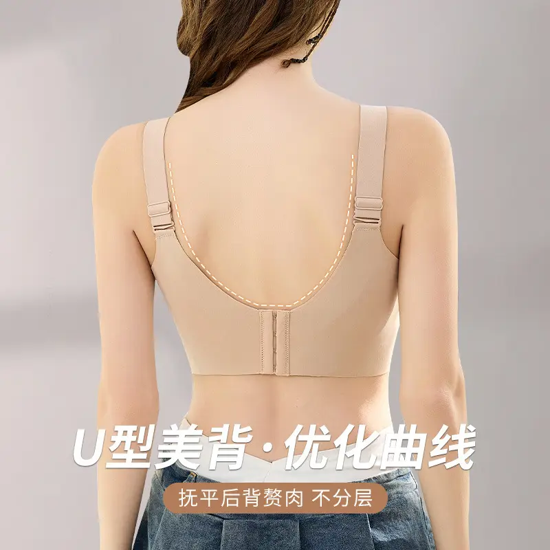 Large Size Large Chest Showy Underwear Women's All-inclusive No Steel Ring F Large Cup Bra Thin Parammary Anti-sagging Bra G Cup