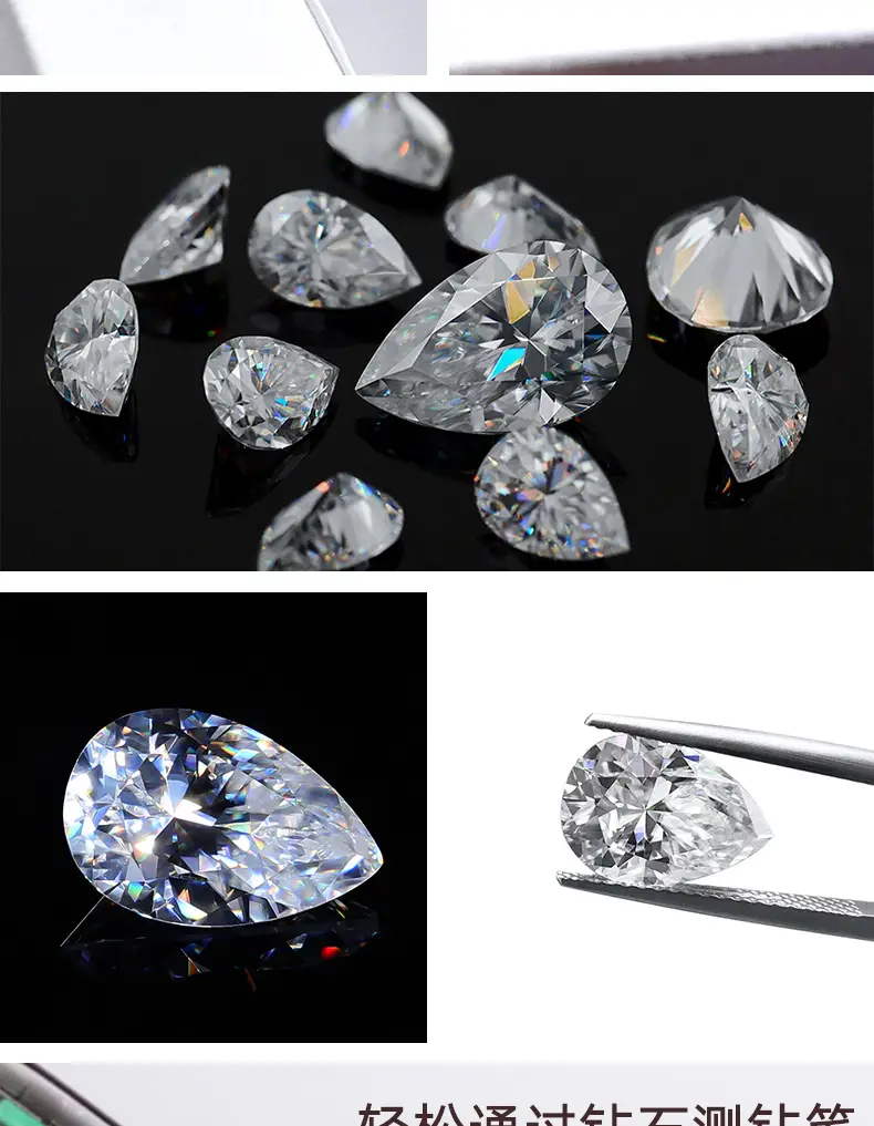 Moissanite Drop Shaped Clear Crystal White — feature 4