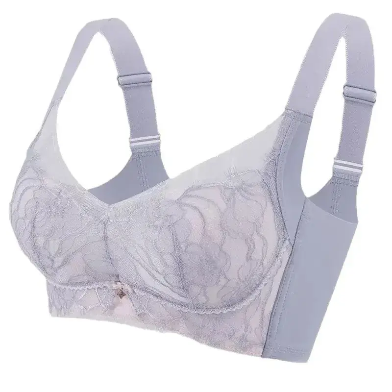 Light Gray Lace Bra with Adjustable Straps